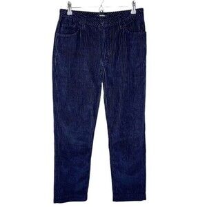 GRLFRND The Helena Blue Corduroy Straight Leg Button Fly Pants 